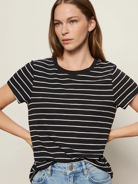 High-Quality Cotton The Perfect Tee White/Black Stripe