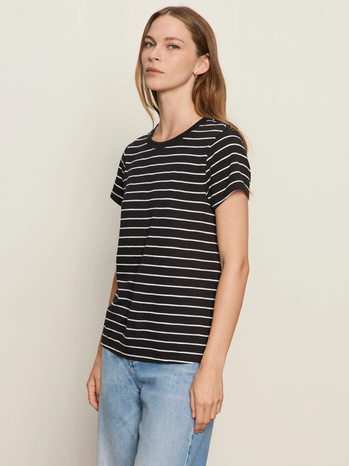 The Perfect Tee White/Black Stripe Comfort-First