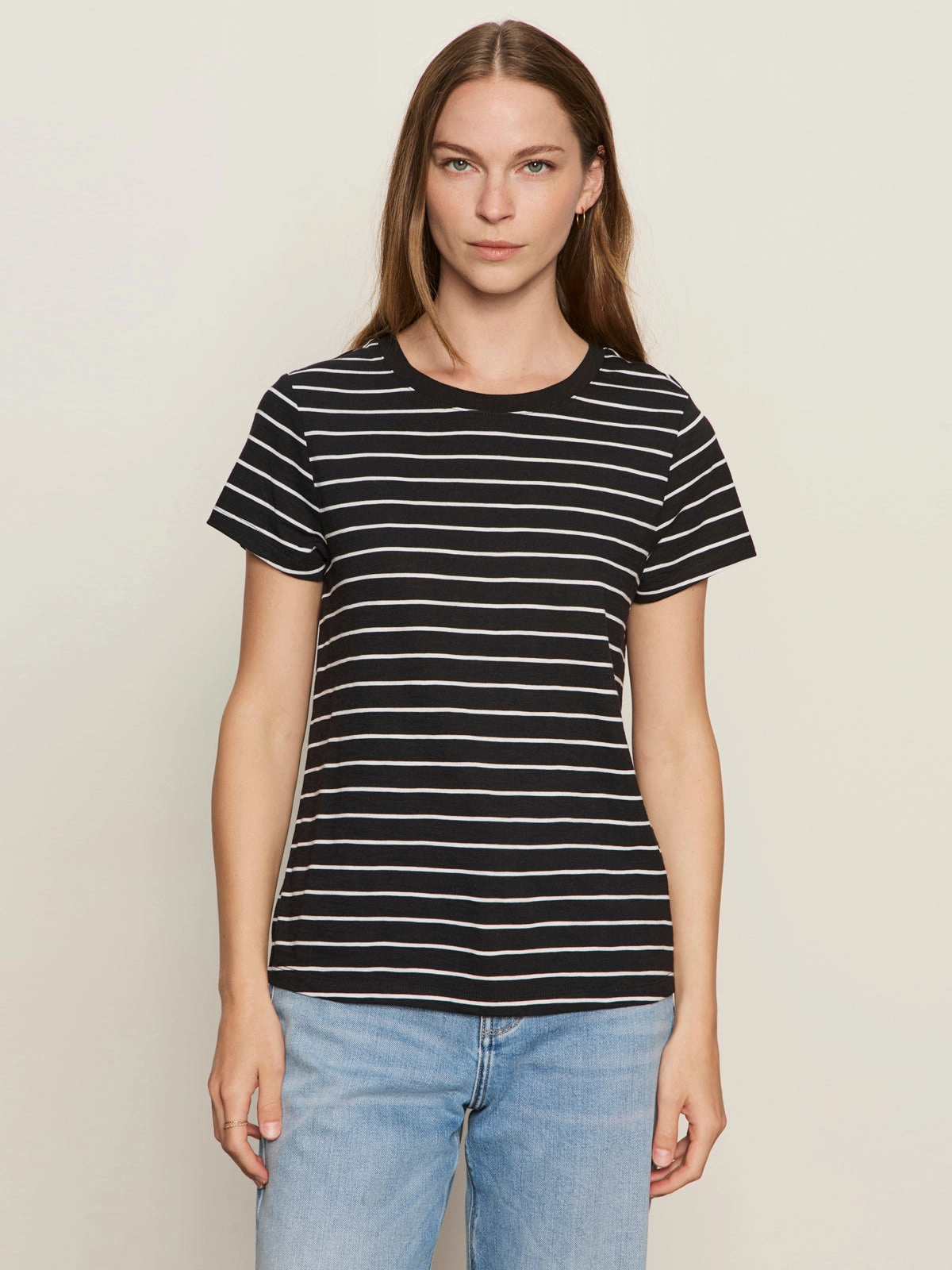 The Perfect Tee White/Black Stripe Comfort-First