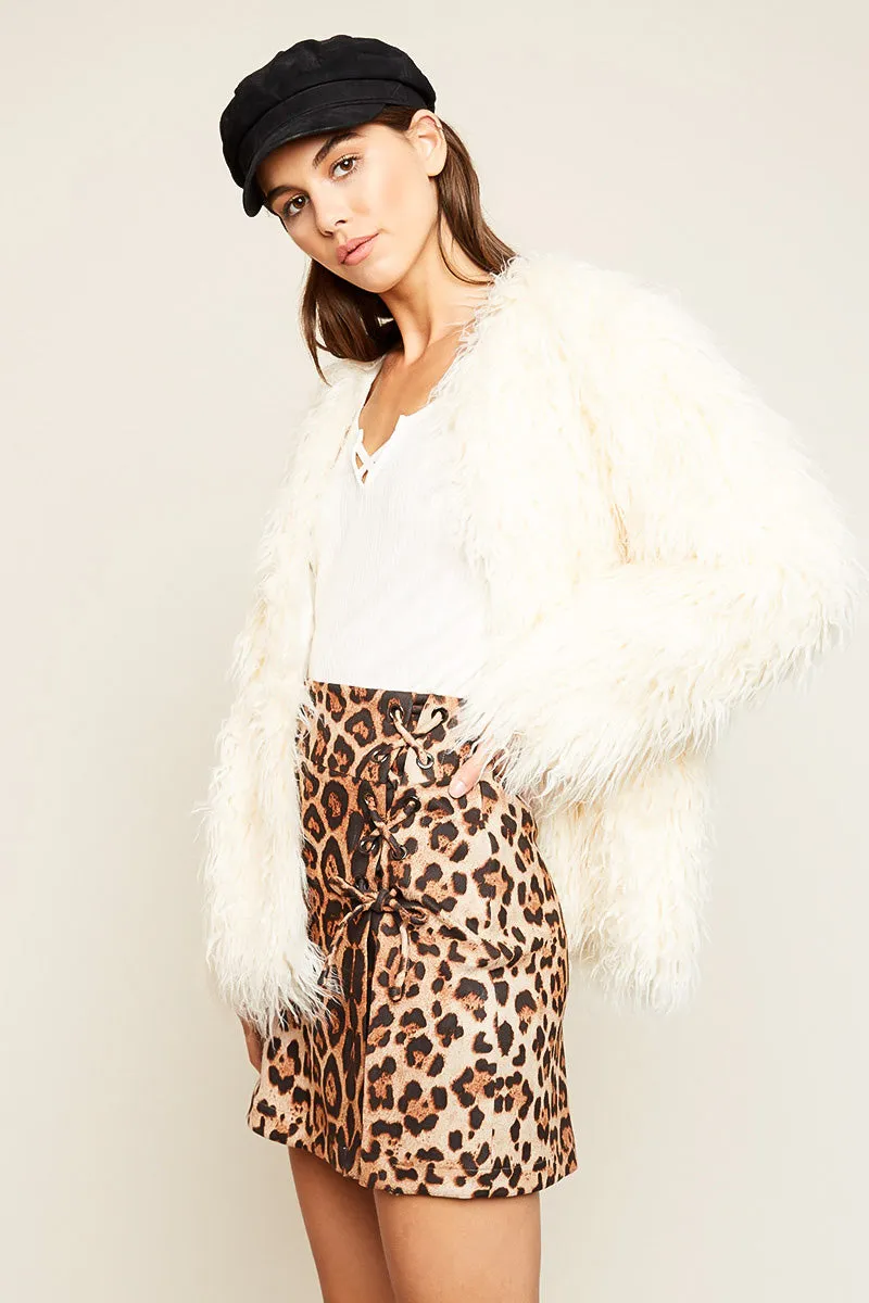 Faux Fur Jacket Functional Zip Detail