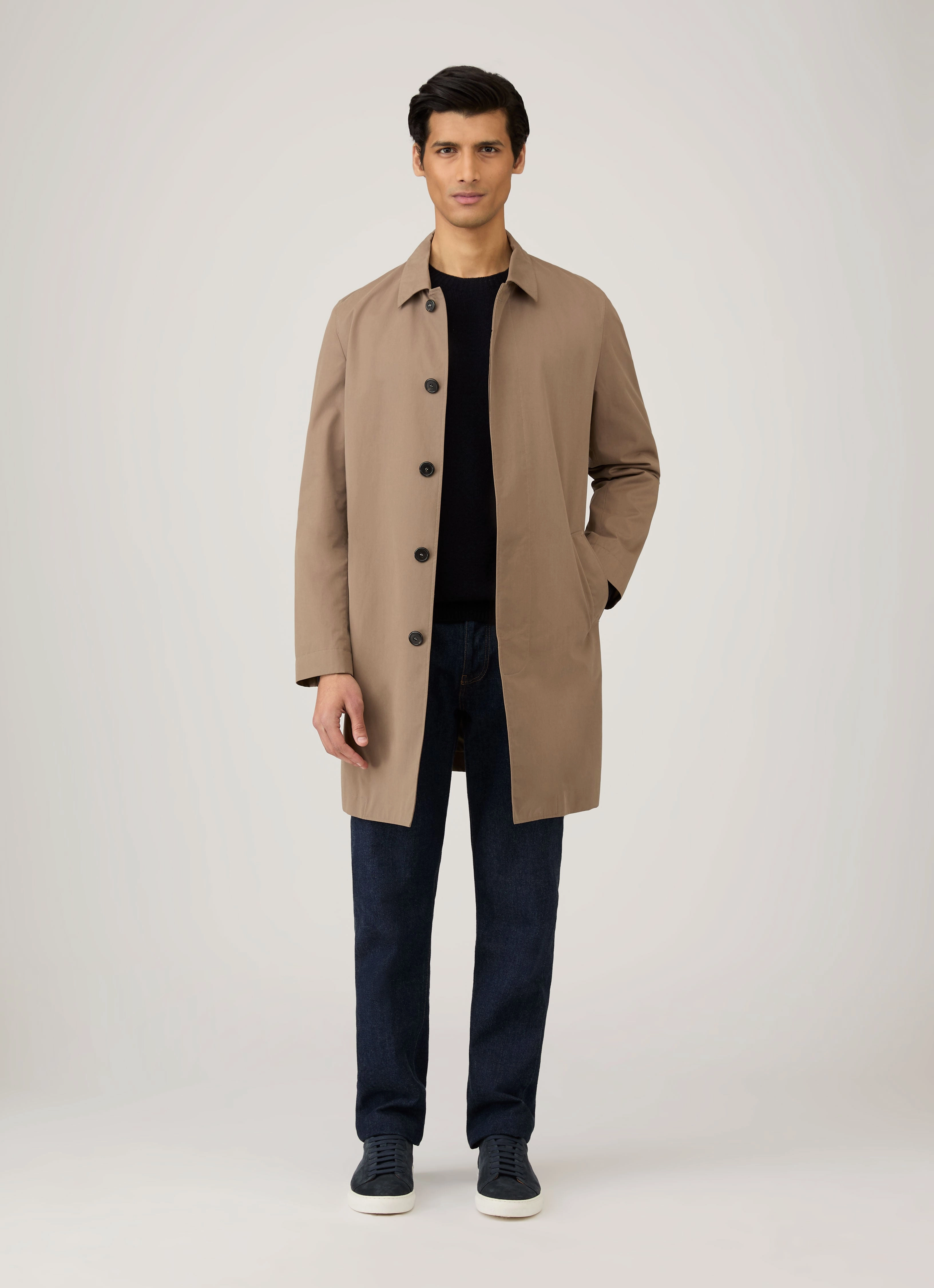 Thermostatic Heat-locking Men's Lambswool Crew Neck Jumper in Dark Navy Mouline