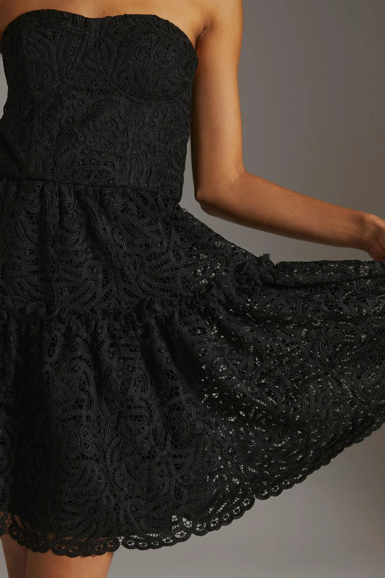 tie waist Floral Lace Mini Dress