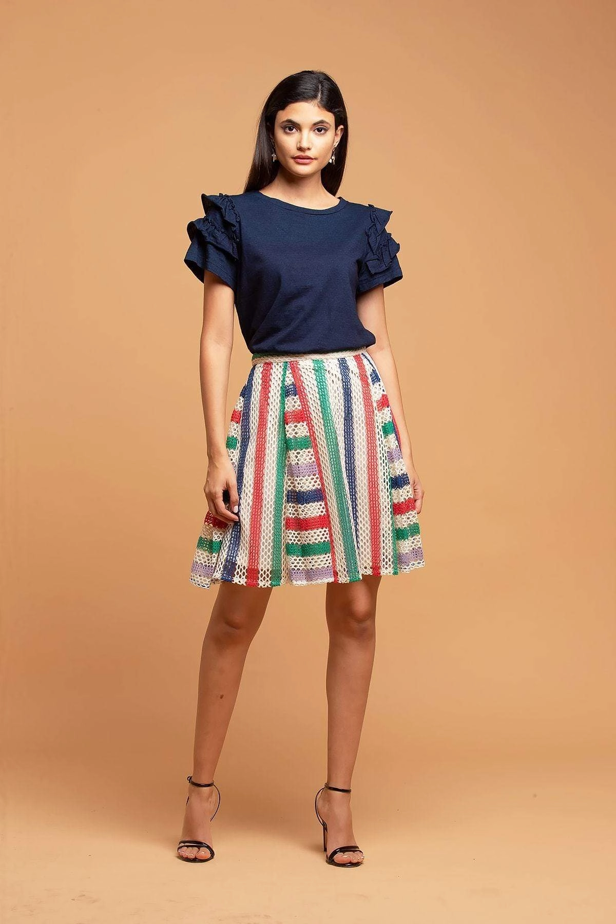 Tiered Layers Tuxedo Skirt - Arriba