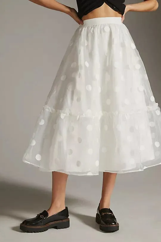 Timeless Pick Tulle Midi Skirt - Snowflake Dot