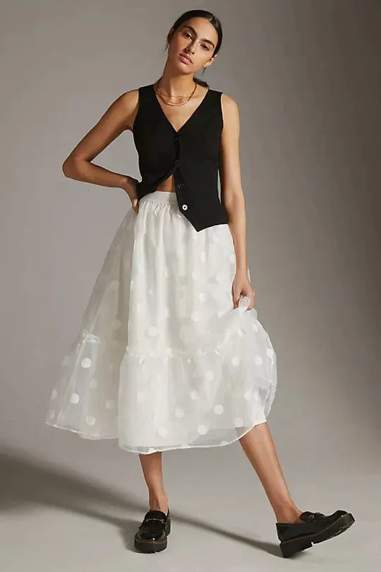 Timeless Pick Tulle Midi Skirt - Snowflake Dot