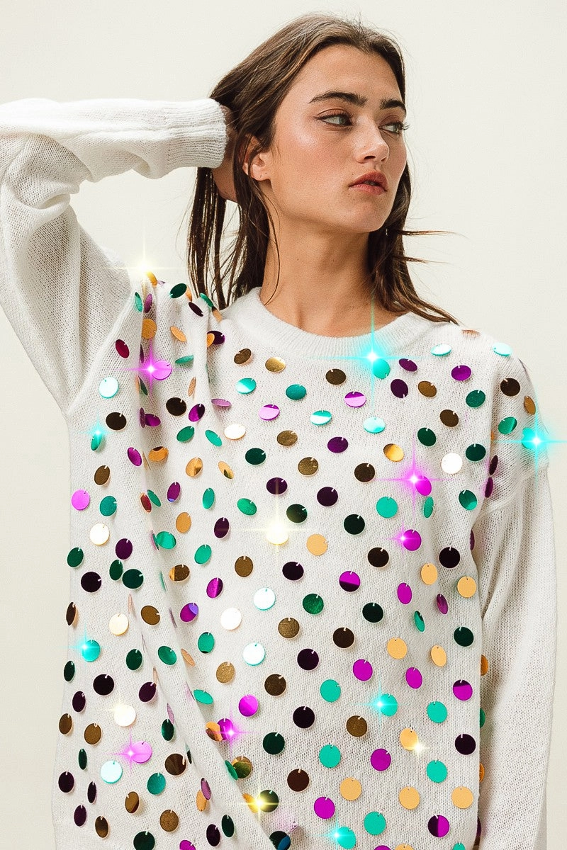 IP9329-02 | MARDI GRAS COLORS SPANGLED KNIT PULLOVER Natural Feel Sleeveless