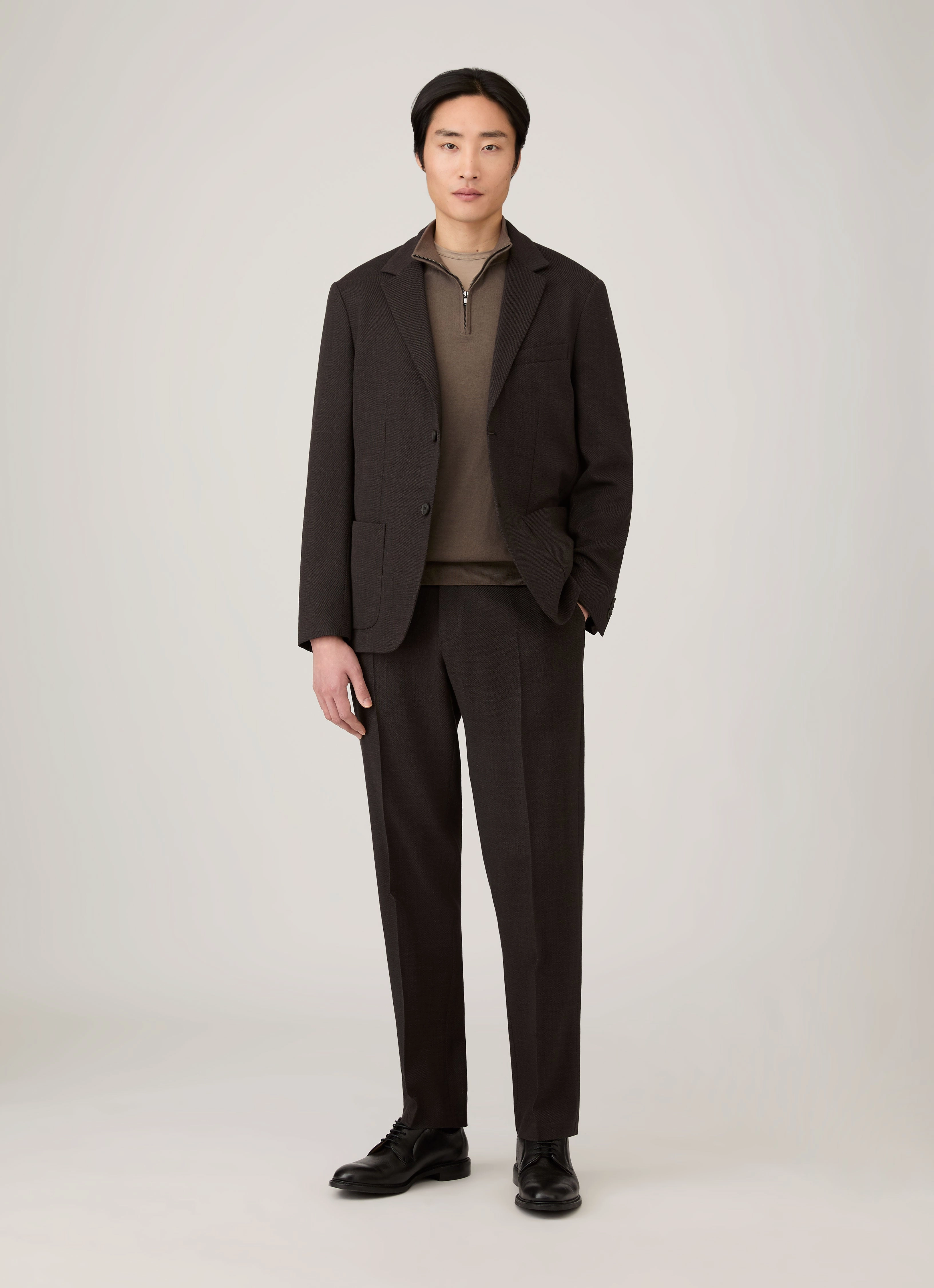 Trendy Design Men's Sea Island Cashmere Half Zip in Bark