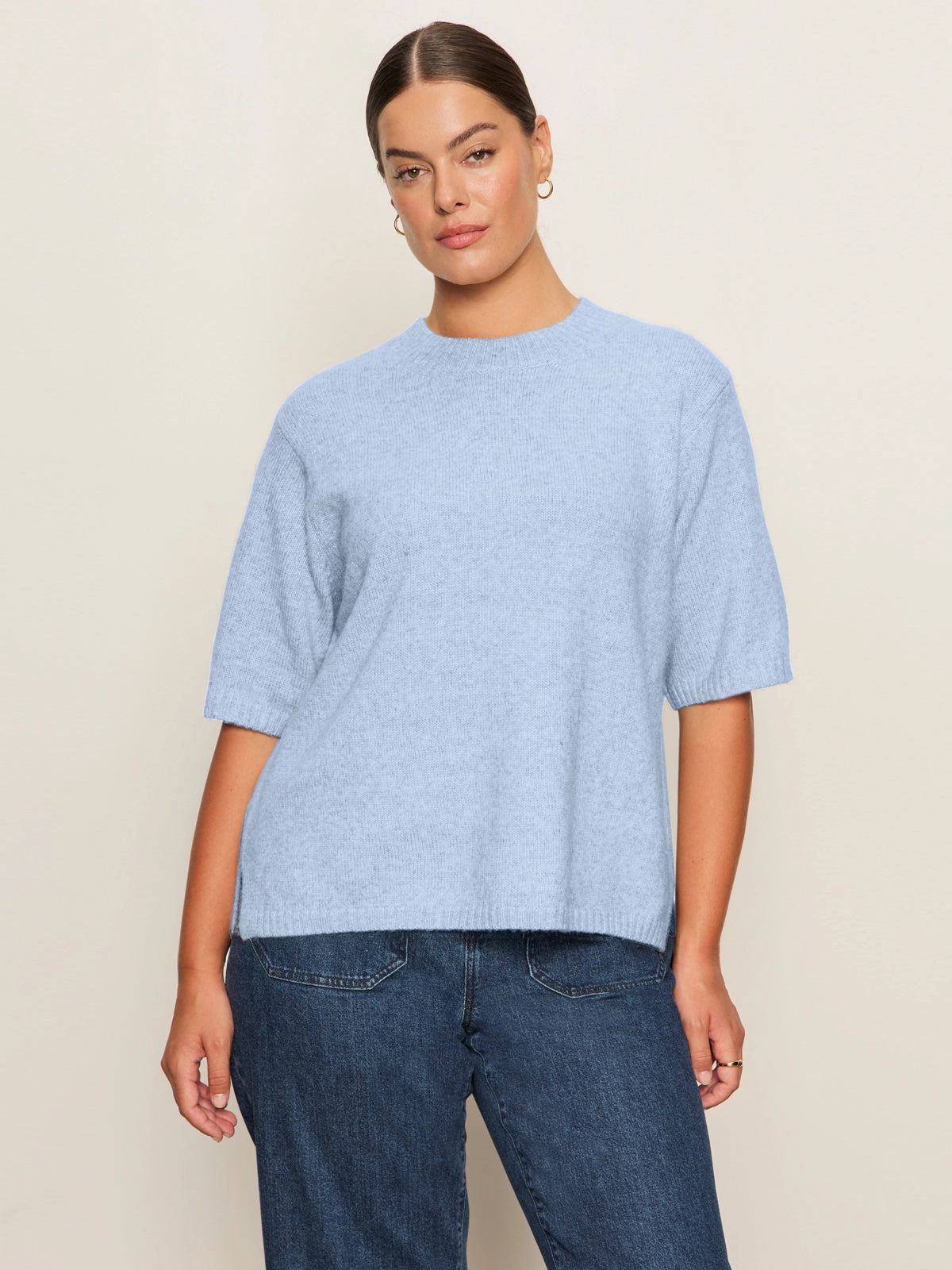 Perfect Sweater Tee Blue Powder Extended Sizing Daily Wear slimming style