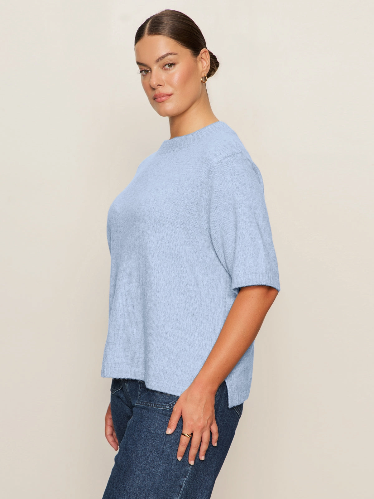 Trendy Fit Perfect Sweater Tee Blue Powder Extended Sizing