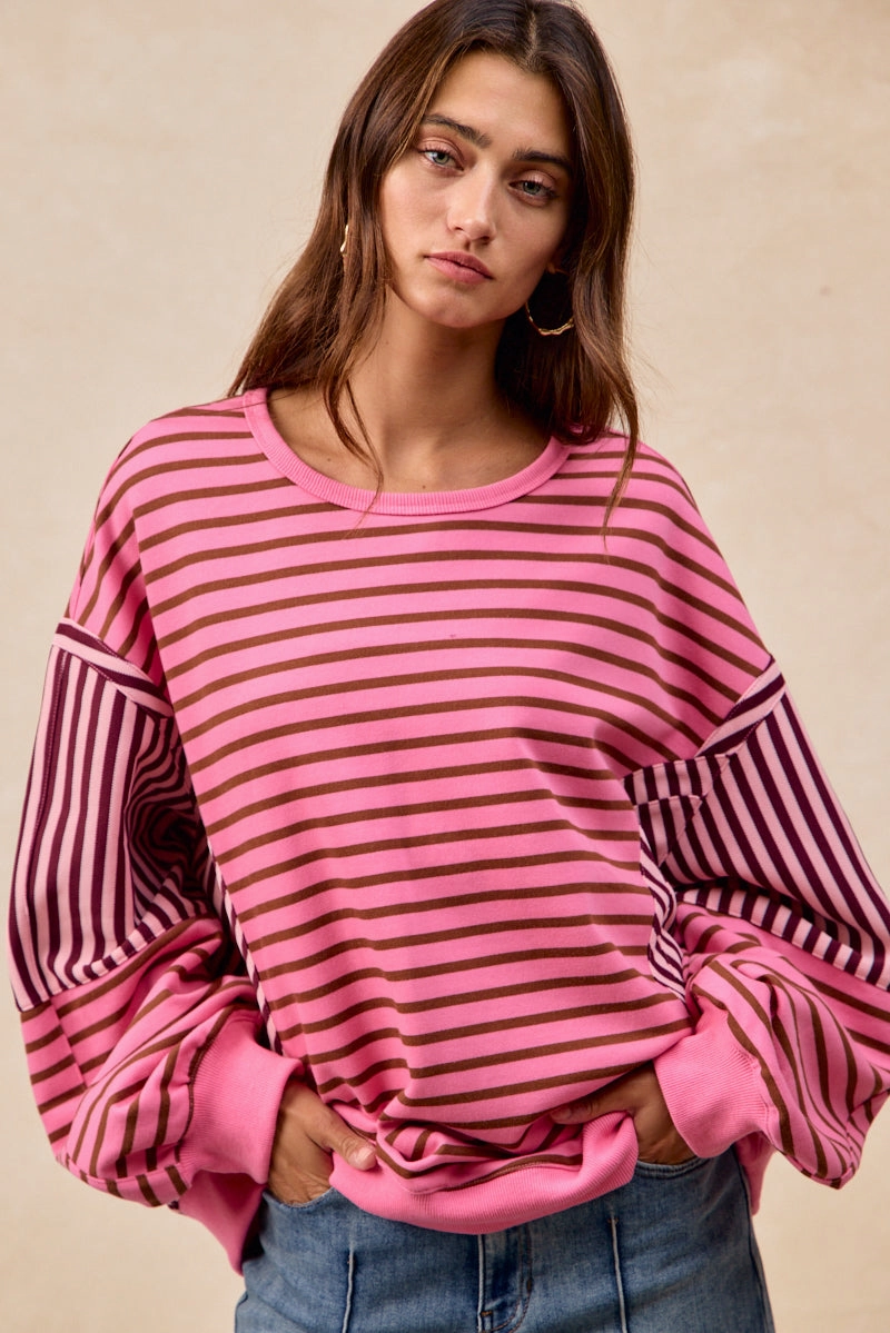 IT4780H-02 | FRENCH TERRY MIX AND MATCH JERSEY SWEATSHIRTS TOP Classy Fit