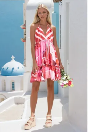 Trixie Halter Dress -Tulipa Leaf Fall Sun shield