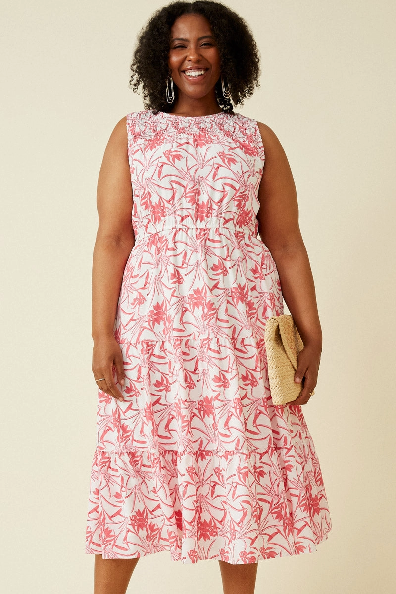 Tropical Floral Smocked Yoke Dress Chic Mom