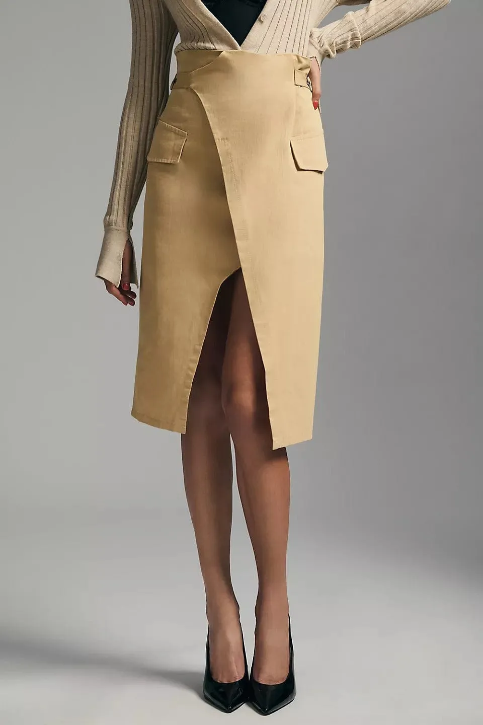 Trouser Wrap Skirt - Khaki Unlined Style