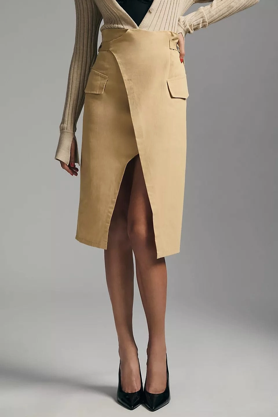 Trouser Wrap Skirt - Khaki Unlined Style