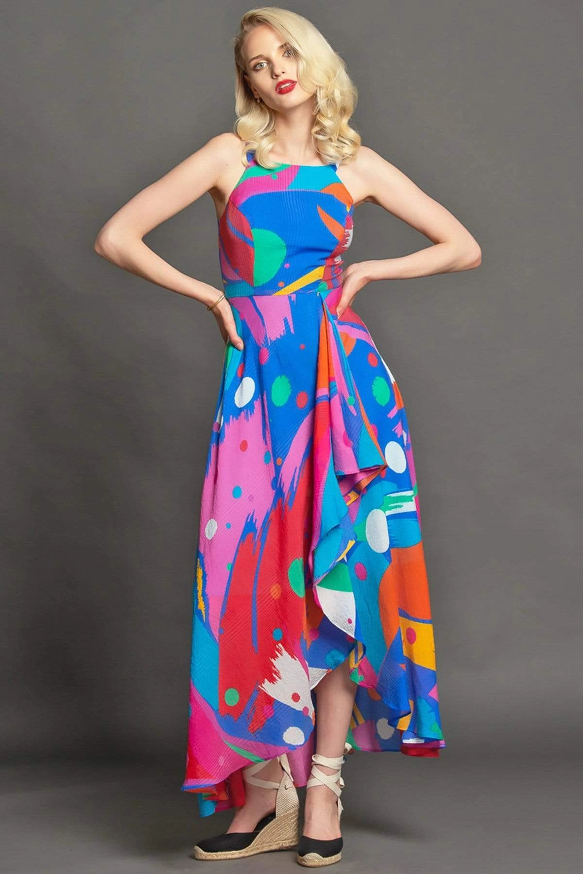 Tulip Shape Jenine Maxi Dress - Miami Vibes