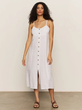 Elegant Detail Wilder Linen Dress Bleached White