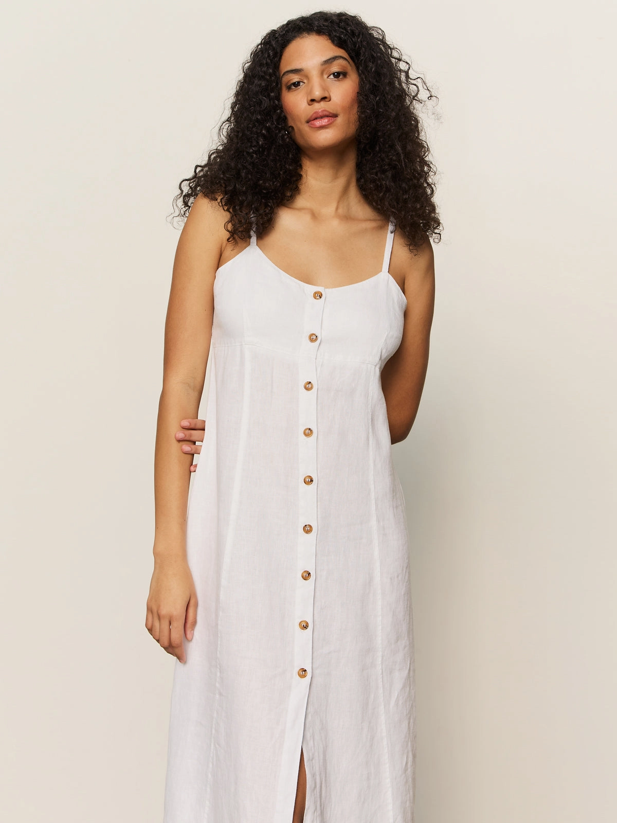 Tulle Layer Wilder Linen Dress Bleached White