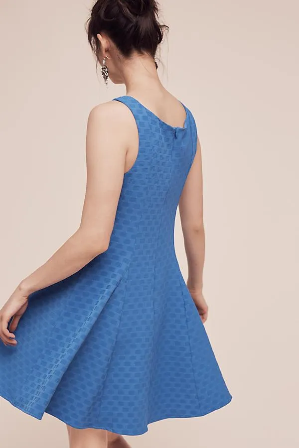Tux Dress - Blue Waffer Embossed Hem