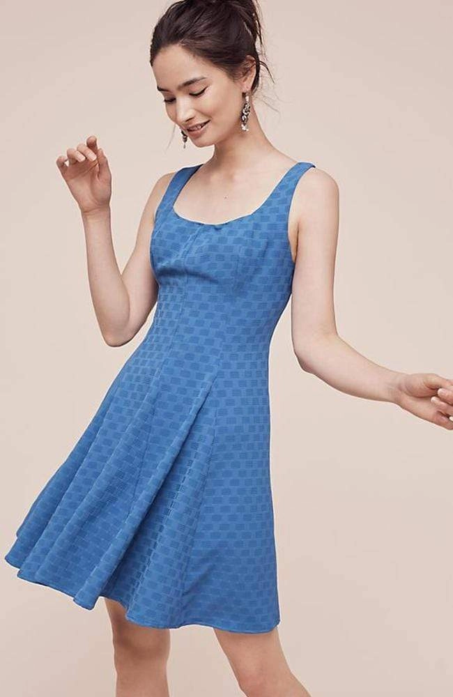 Tux Dress - Blue Waffer Ink Print