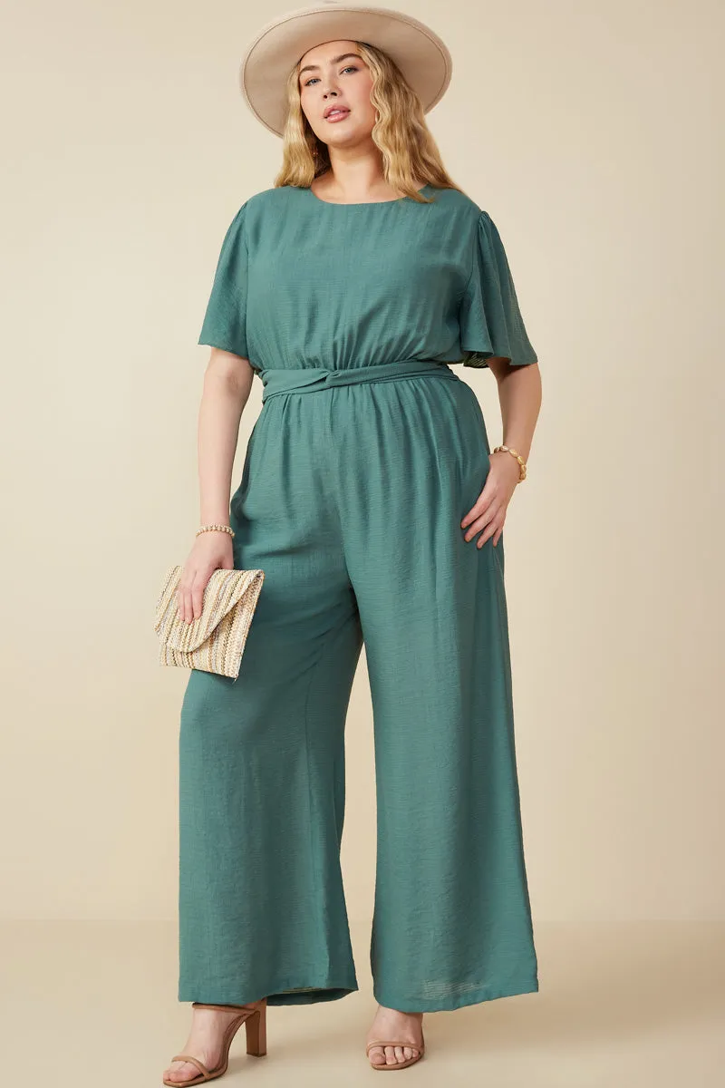 Twist Waist Wide Leg Jumpsuit Panelled-Design Trendy Piece