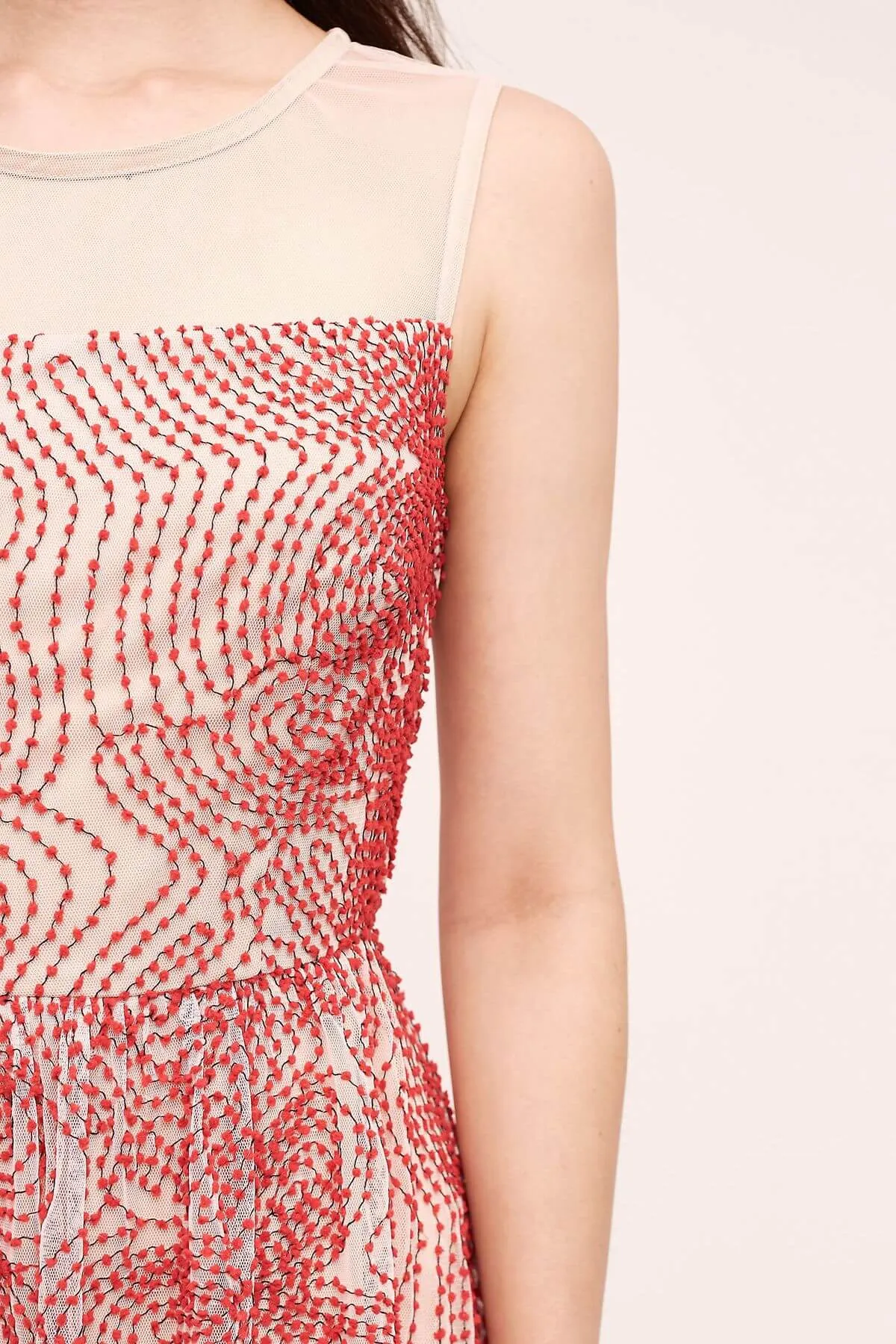 Two Tone Renee Dress - Red Puff