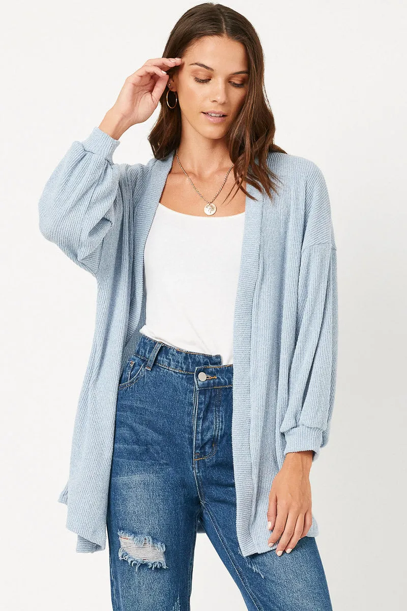 Two Tone Ribbed Knit Open Cardigan Autumn Wear