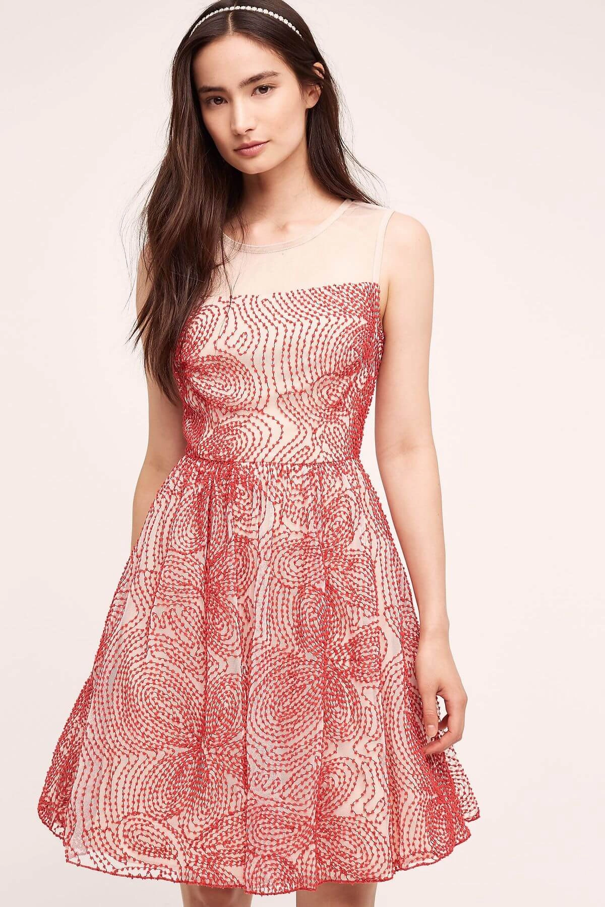 Flattering wear Renee Dress - Red Puff