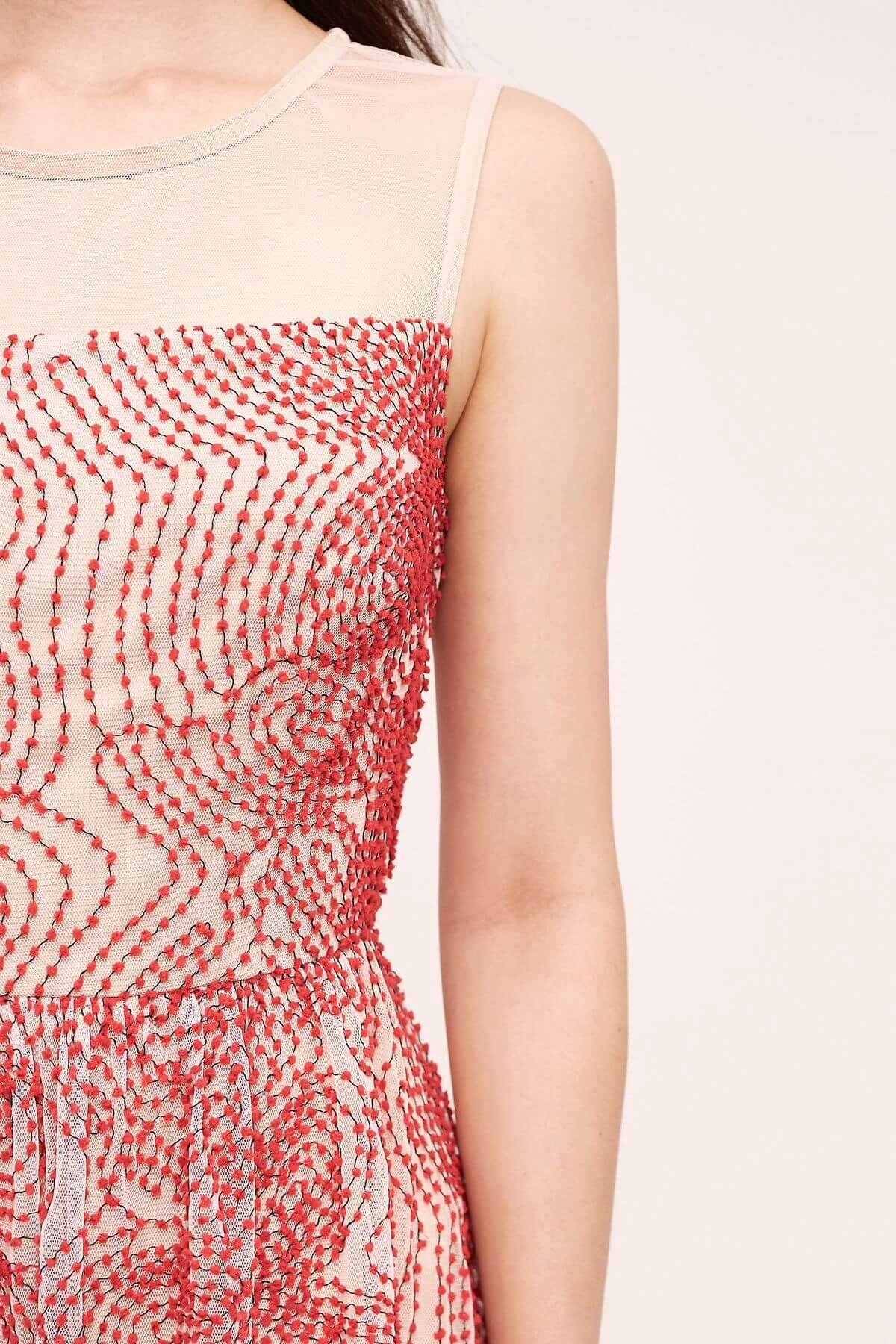 Two Tone Renee Dress - Red Puff