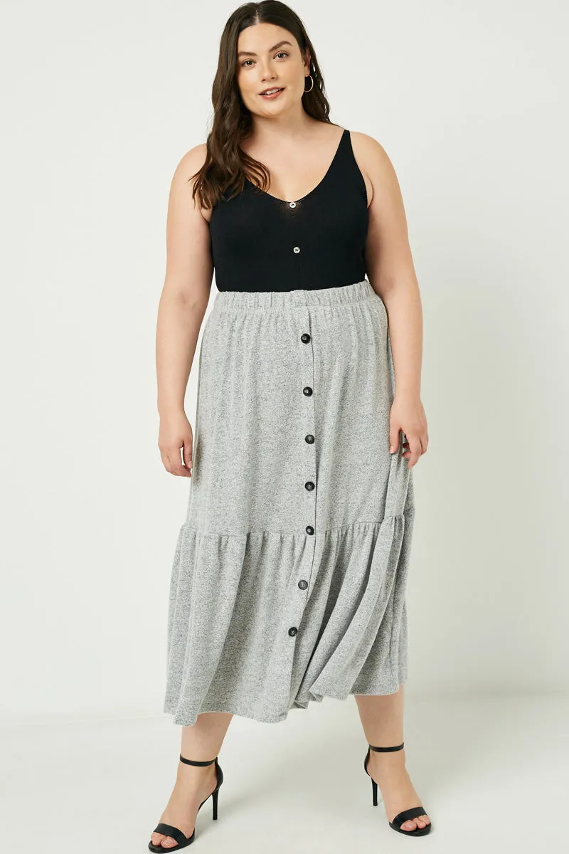 Work Essential All-day Comfort Brushed Knit Button Down Skirt