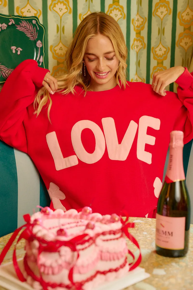 Work Flex Fashion Stretch IT3797G-06 | LOVE AND SIDE BOW PATCHES FLEECE SWEATSHIRT