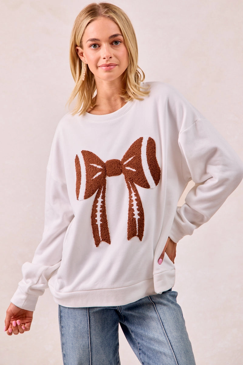 IT1508K-68 | GAMEDAY THEME RIBBON FOOTBALL PATCHED TOP Modern Aesthetic