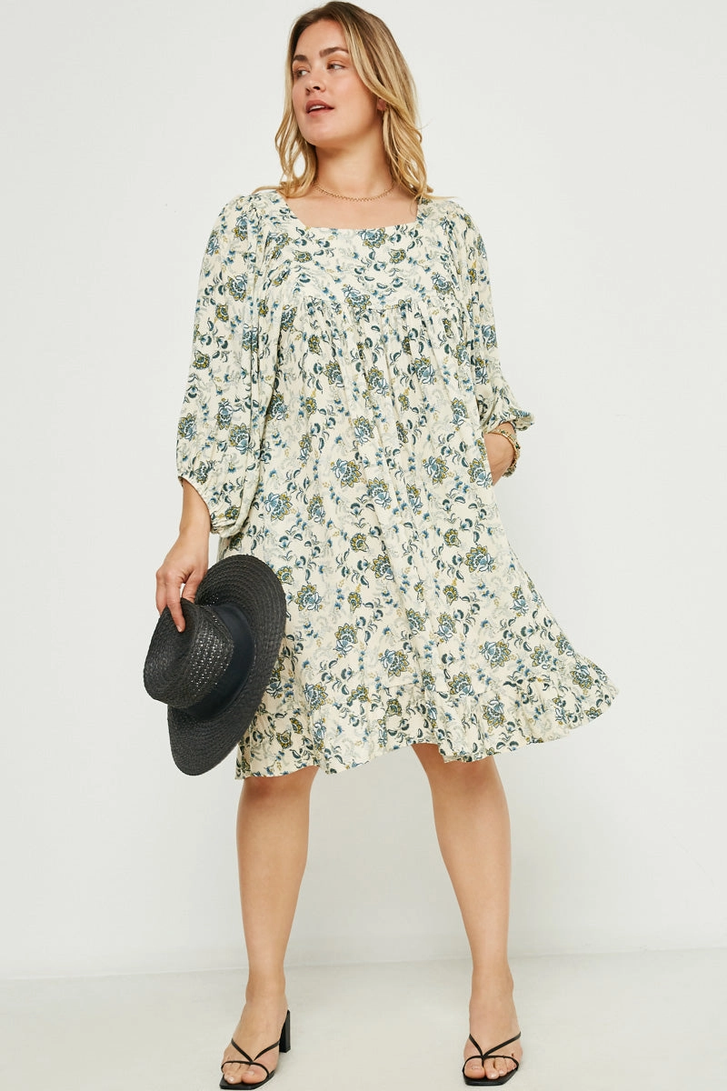 Urban Drape Evening Ready Balloon Sleeve Ruffle Hem Tunic Dress