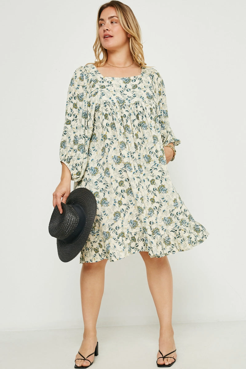 Urban Fit Balloon Sleeve Ruffle Hem Tunic Dress