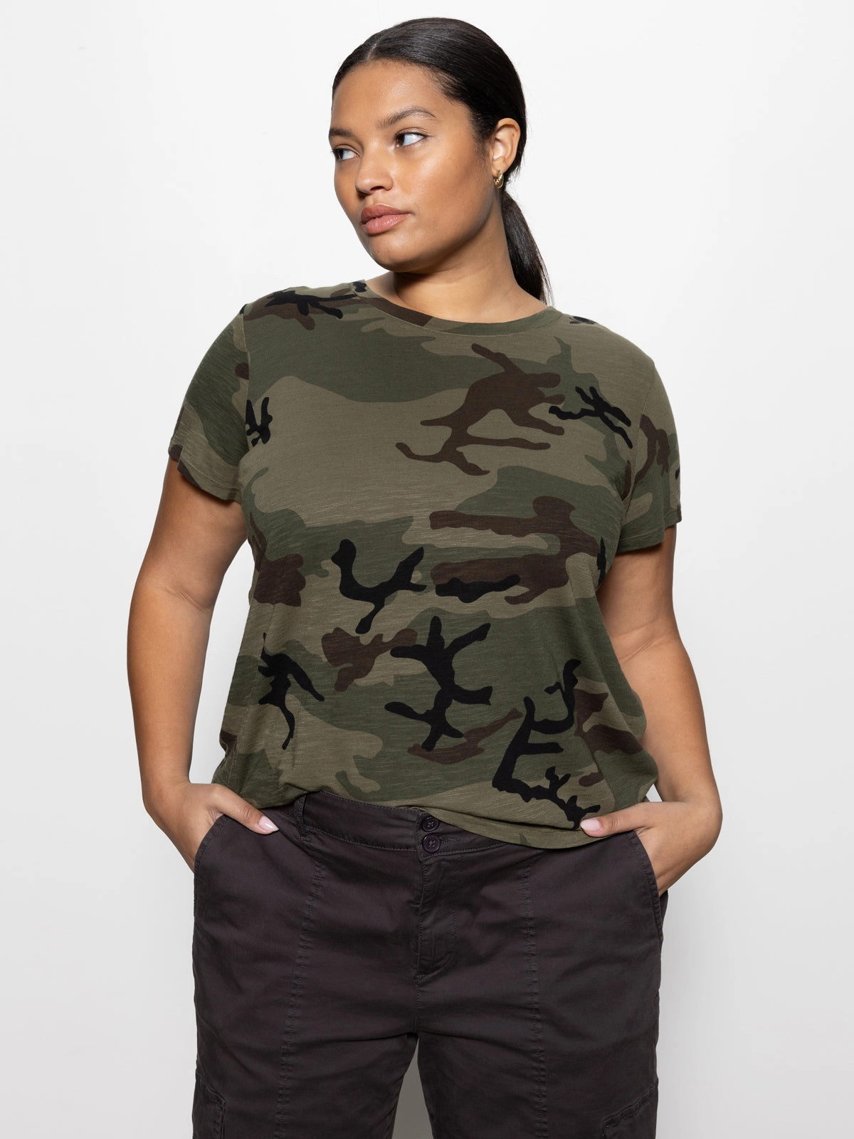 Travel Casual lightweight top The Perfect Tee Hiker Camo Extended Sizing