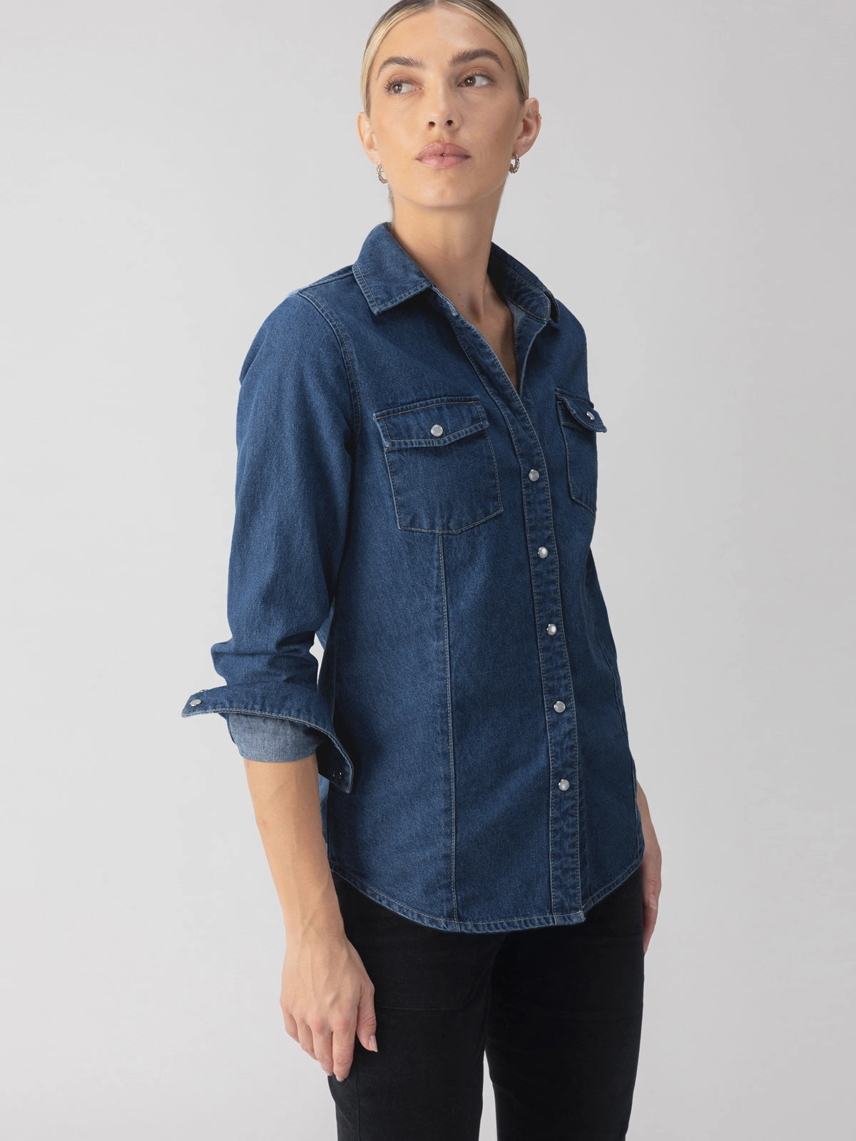 Unisex style The Denim Western Shirt Blue Slate
