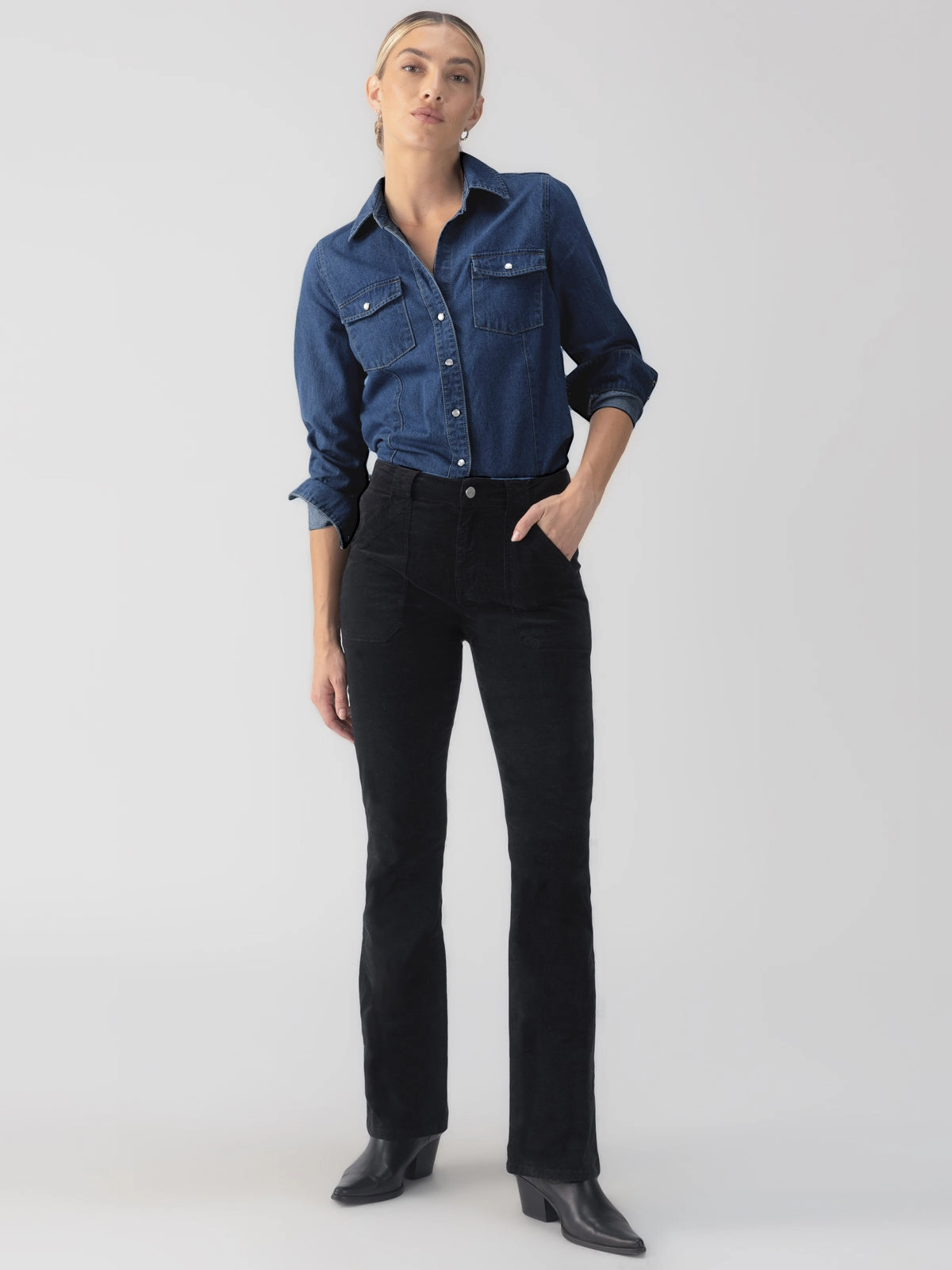 Unisex style The Denim Western Shirt Blue Slate