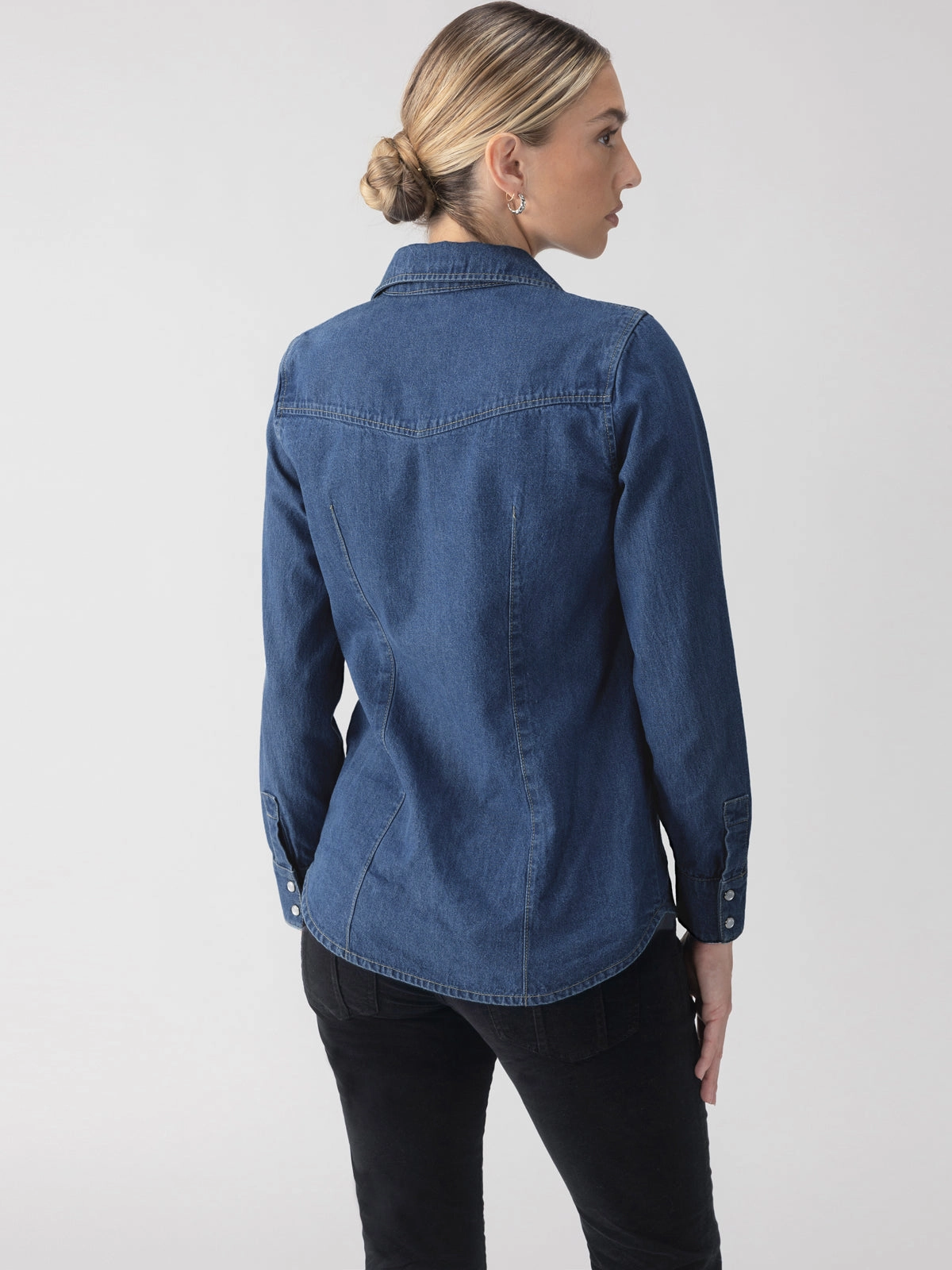 Unisex style The Denim Western Shirt Blue Slate