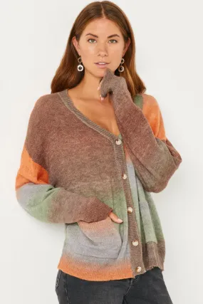 Weather Friendly Active Layer Ombre Mix Sweater Knit Pocket Cardigan