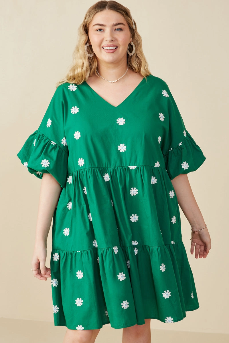 Floral Embroidered Puff Sleeve Dress Flow Ready Layered Movement