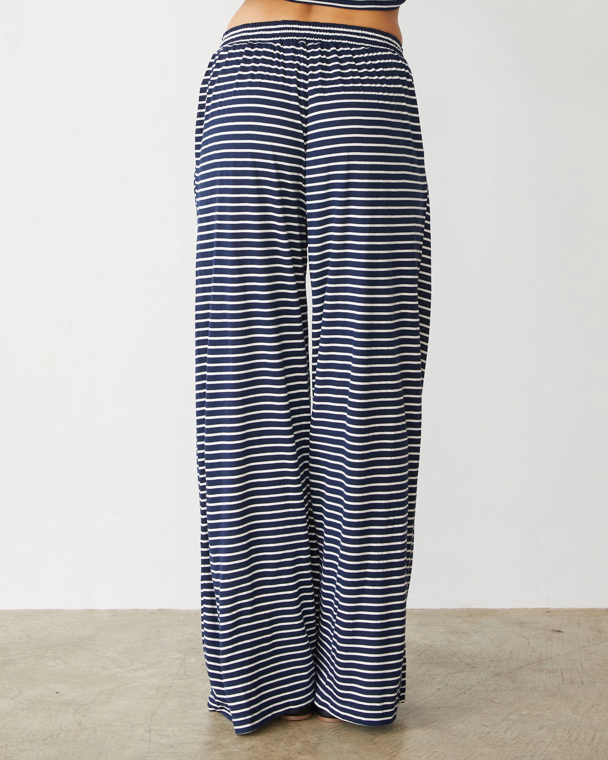 Vacation Ready Stripe Jersey Wide Leg Pant