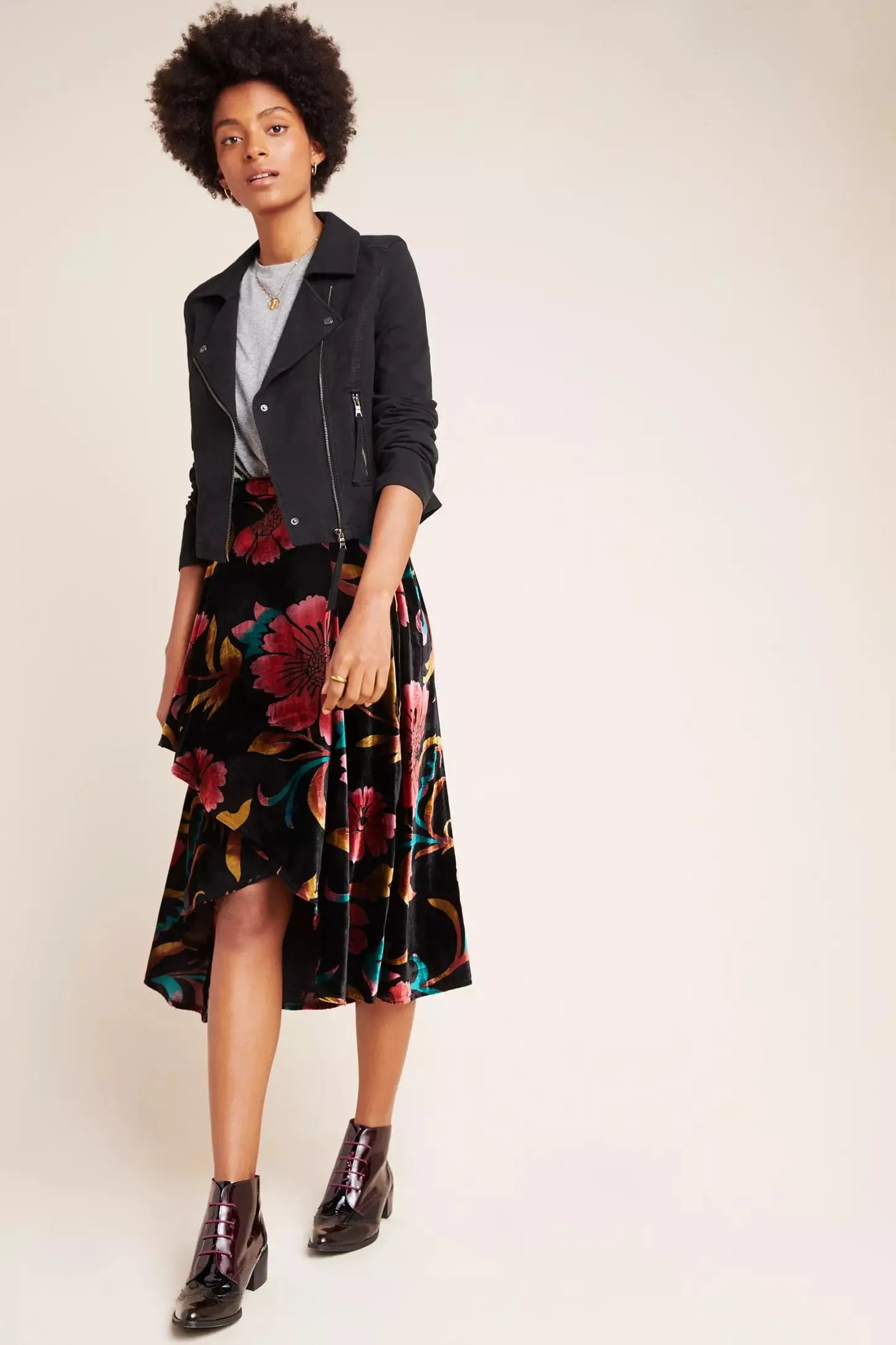 Velvet Wrap Skirt Visible Seam