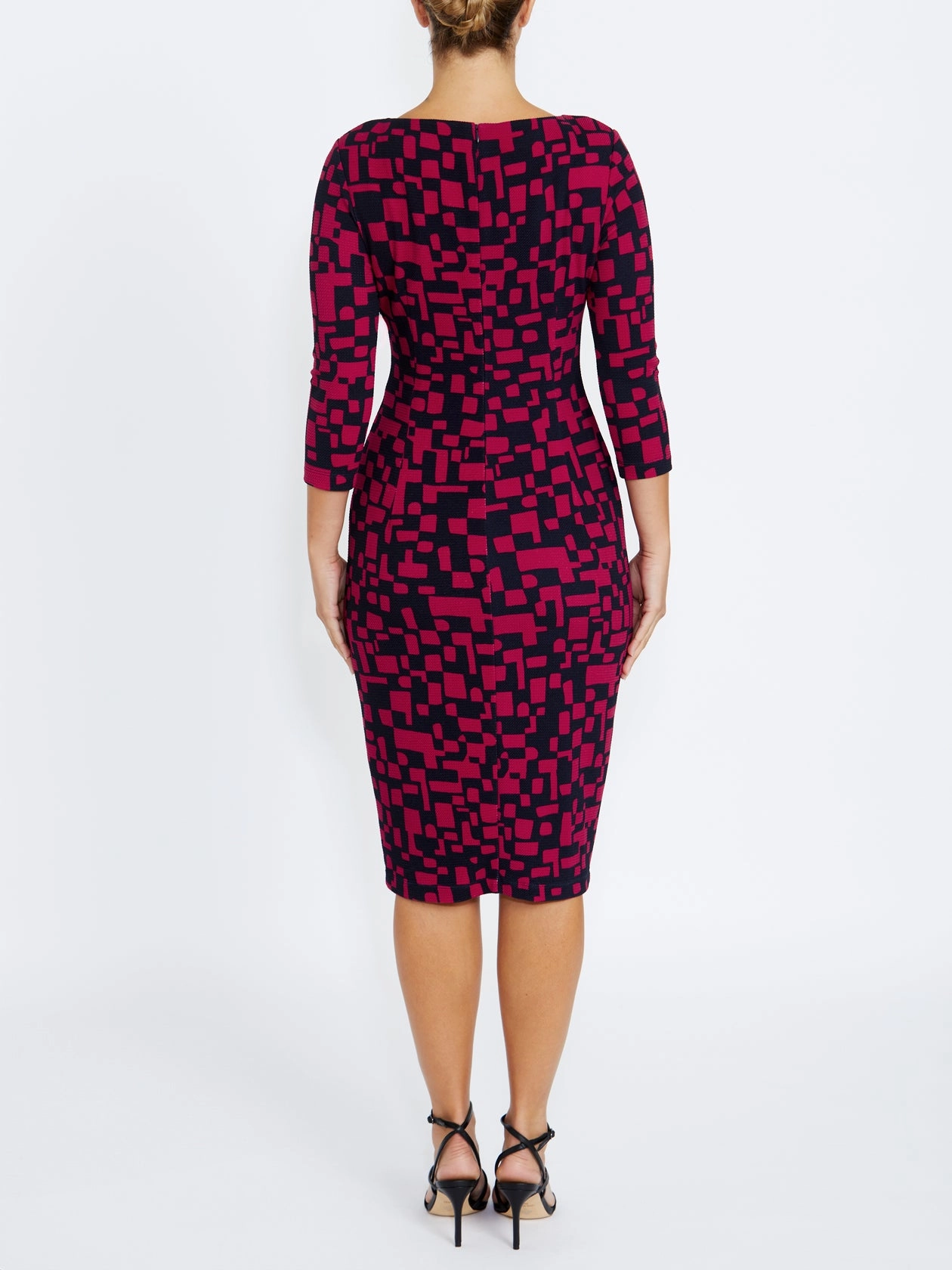 Verona Pink and Navy Jersey Dress Striped Pattern