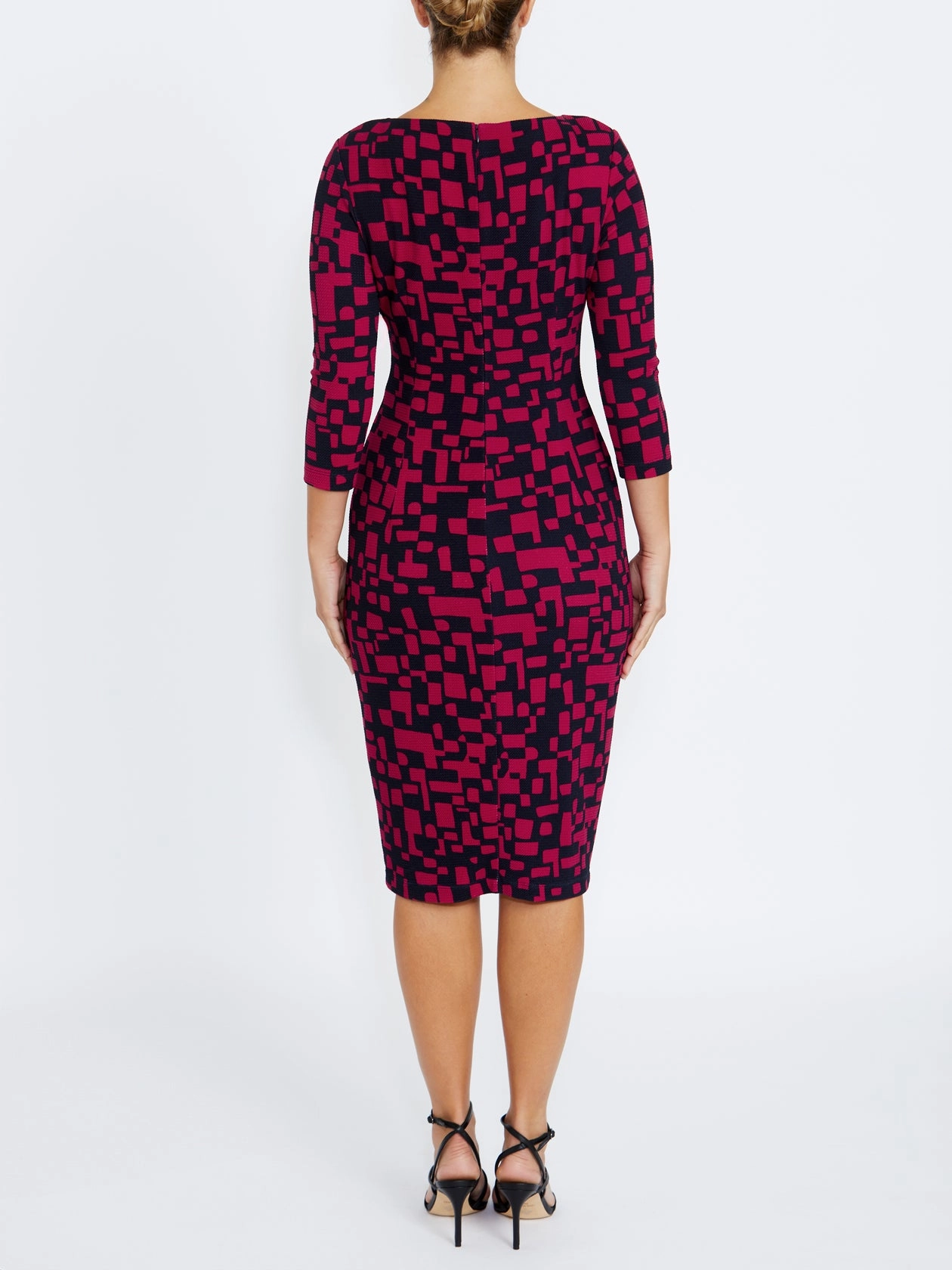 Verona Pink and Navy Jersey Dress Striped Pattern