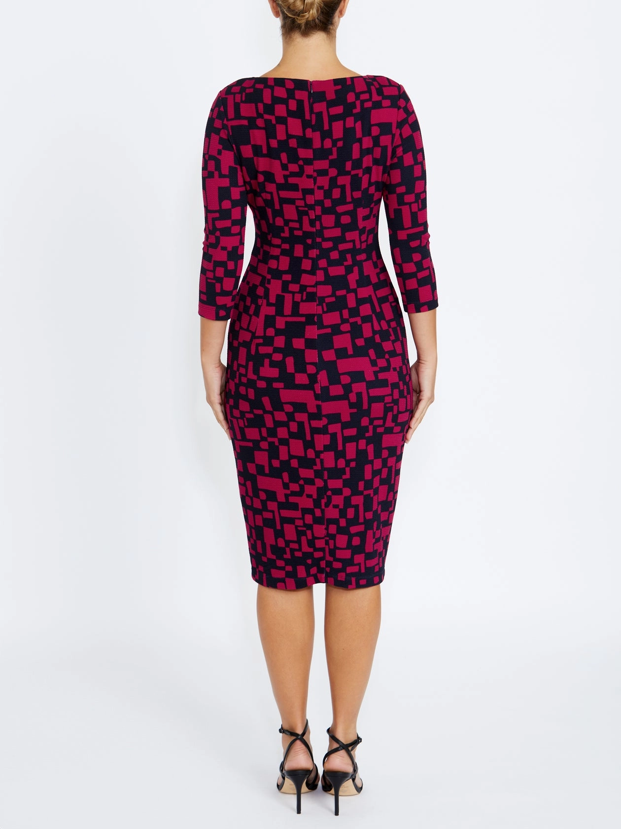 Verona Pink and Navy Jersey Dress Striped Pattern