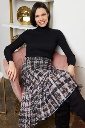 Eva Franco Skirt Kym Flounced Midi Skirt - Pink and Grey Plaid