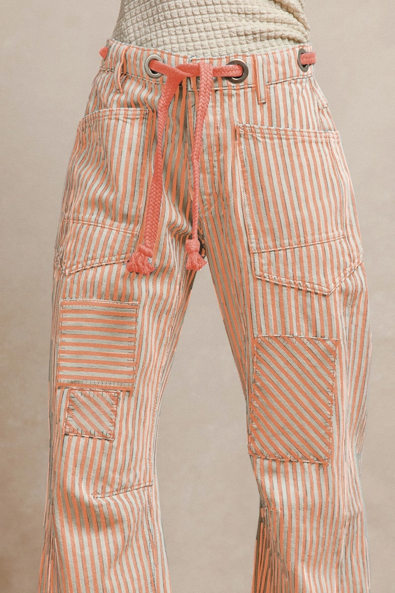 IB1717-01P | STRIPED TWILL BARREL PANTS Formal Use