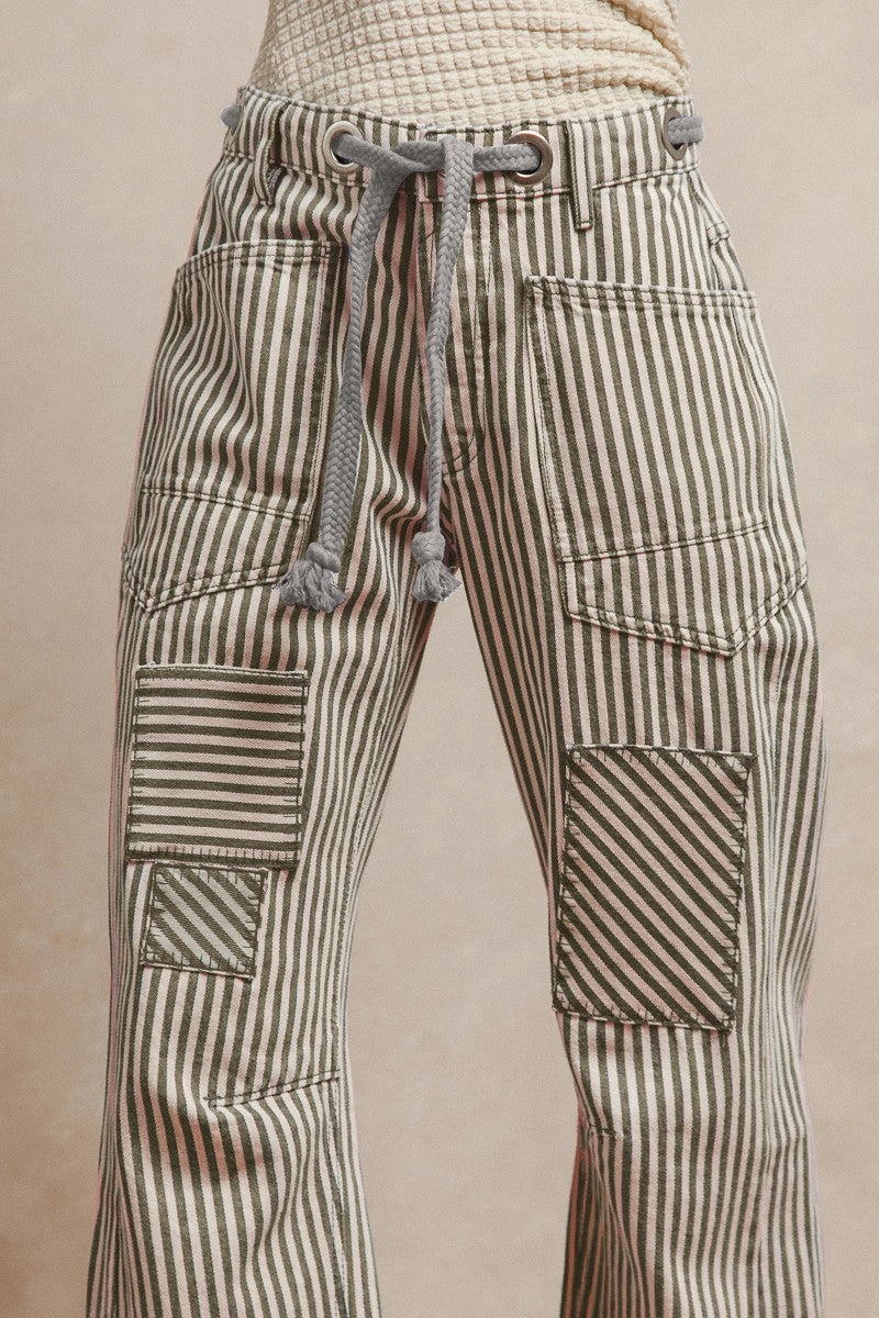 IB1717-01P | STRIPED TWILL BARREL PANTS Canvas Make Subtle Color Tone