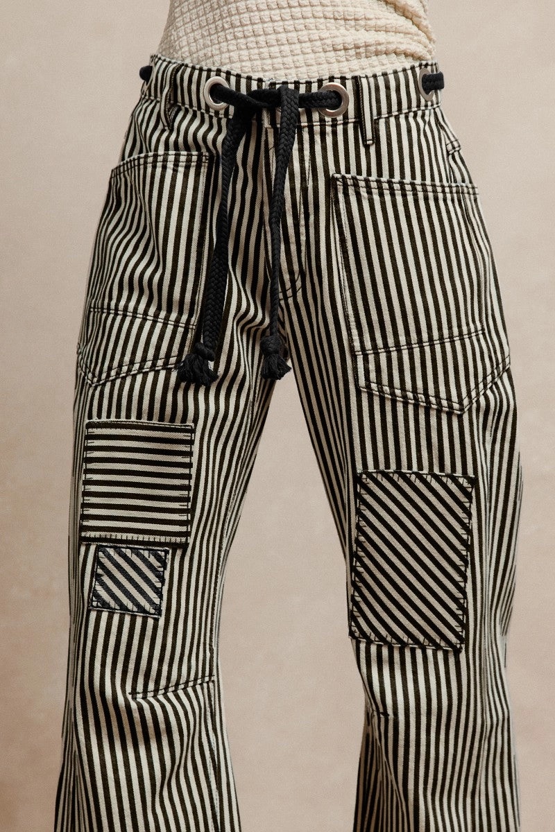 IB1717-01P | STRIPED TWILL BARREL PANTS All Ground