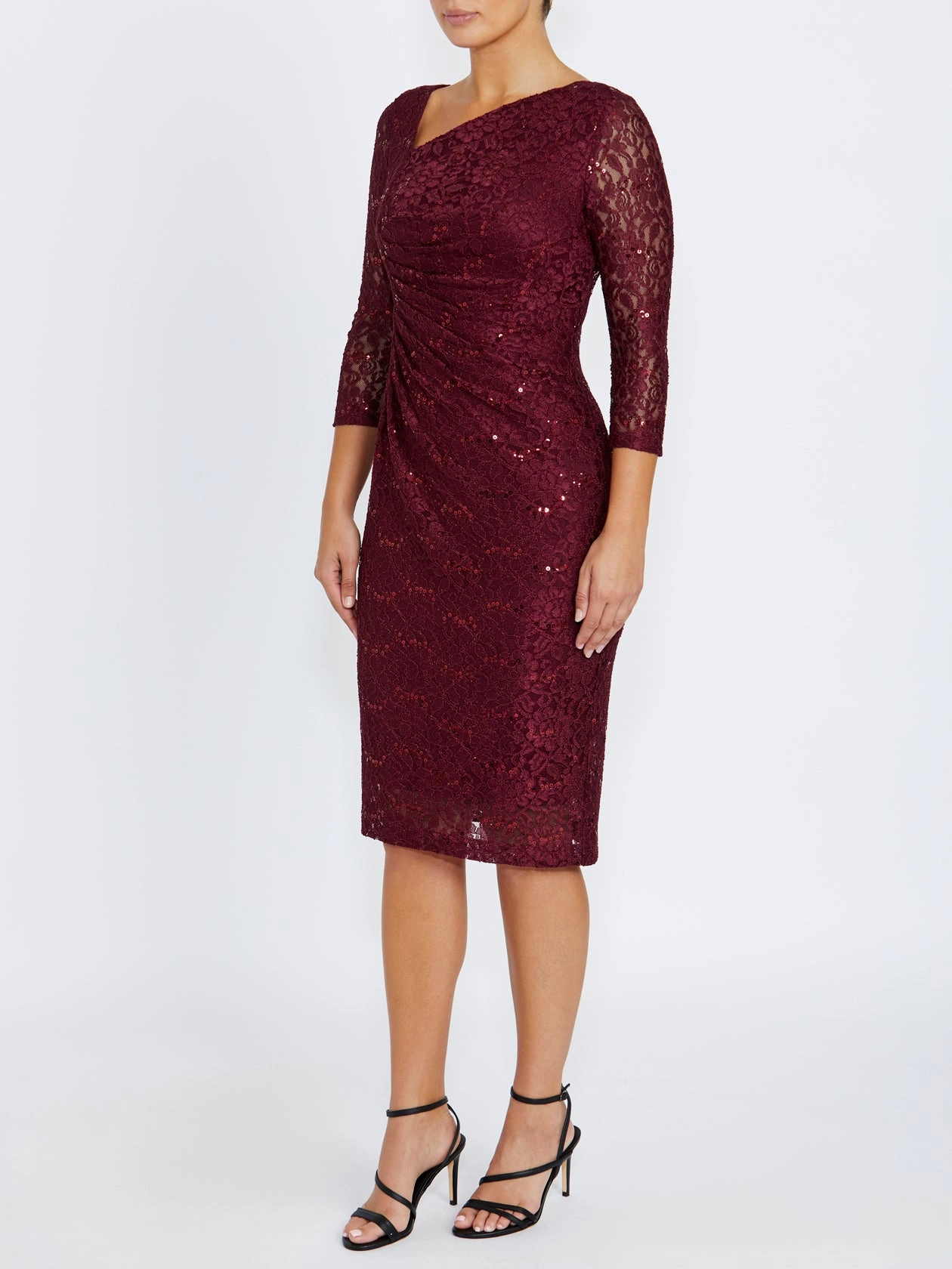 Versatile Design Leighton Malbec Stretch Lace Dress