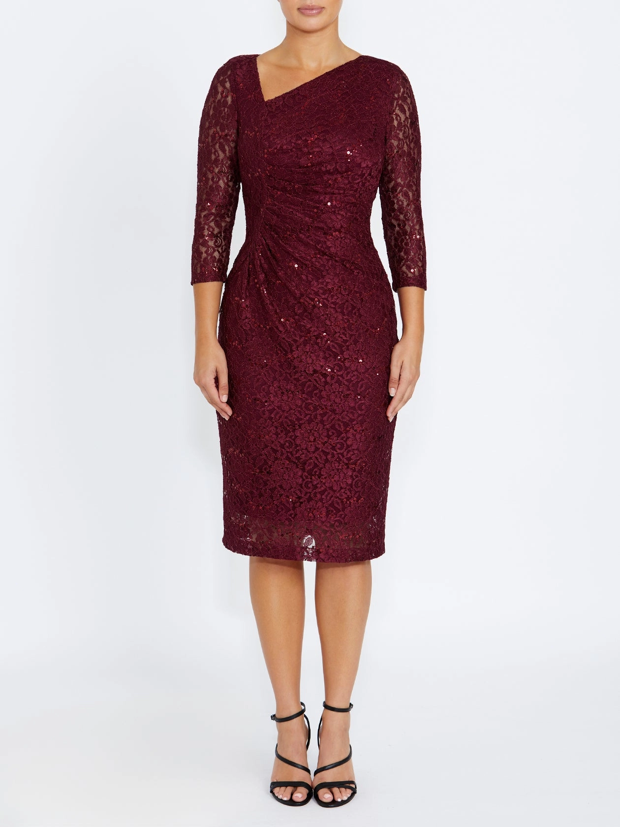 Versatile Design Leighton Malbec Stretch Lace Dress